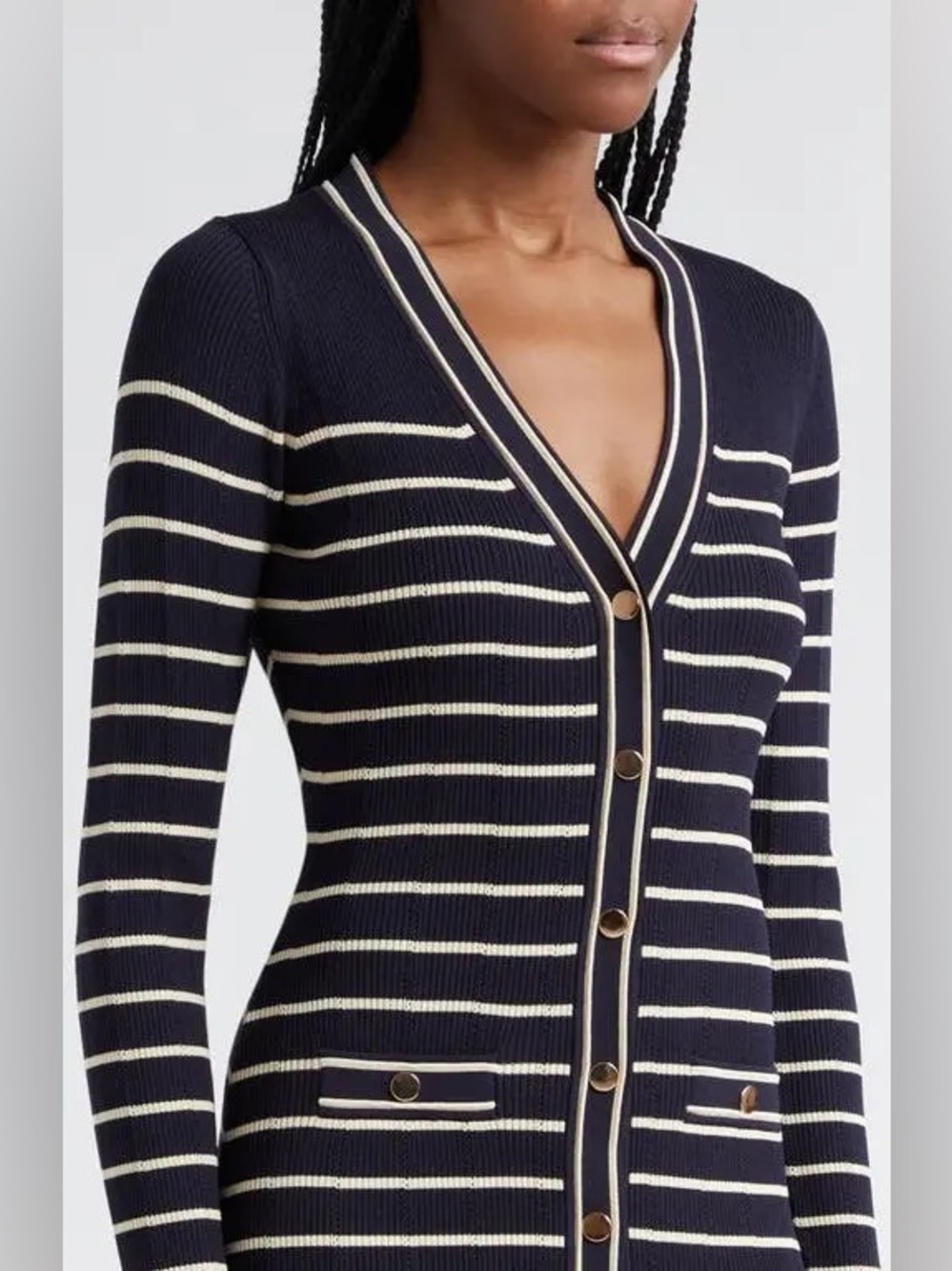 Cara Cara Marina Stripe Long Sleeve Midi Sweater Dress M - Picture 2 of 14